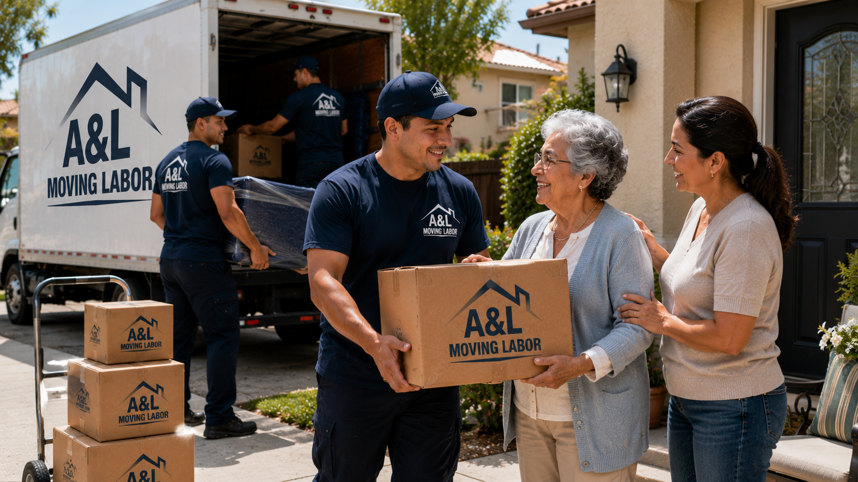 A&L Moving Labor crew assisting a senior client during a residential move in Ventura County